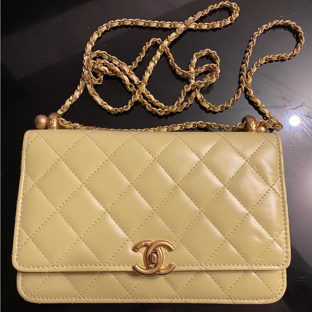 Chanel WOC Quilted Leather Bag - Yellow